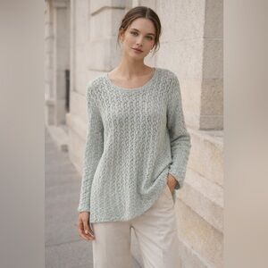 Neiman Marcus Light Green Mohair Blend Sweater XL Quiet Luxury Coastal Cowgirl